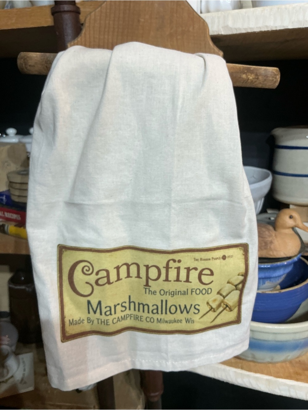 Campfire Marshmallows Kitchen Towel - Cream